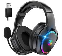 Tatybo Cuffie Gaming Wireless per PC/Ps5/Ps4, Cuffie Wireless con 2,4 GHz+Bluetooth 5.4 Dual Mode, Suono Surround 7.1, Durata 40 Ore+