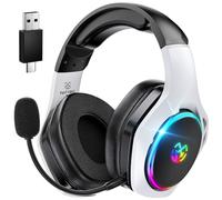 Tatybo Cuffie Gaming Wireless per PC/Ps5/Ps4, Cuffie Wireless con Microfono 2,4 GHz+Bluetooth 5.4 Dual Mode, Suono Surround 7.1, Latenza Ultrabassa, Durata 40 Ore+