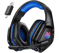 Tatybo Cuffie Gaming Wireless per Ps5 Ps4, Bluetooth Cuffie 2.4 GHz USB e Type-C con Microfono 7.1 Qualità Audio,Batteria 40Ore,Cuffie Pc per Mac Laptop Mobile Switch,Nero e blu