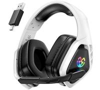 Tatybo Cuffie Gaming Wireless per Ps5 Ps4, Bluetooth Cuffie 2.4 GHz USB e Type-C con Microfono 7.1 Qualità Audio,Batteria 40Ore,Cuffie Pc per Mac Laptop Mobile Switch,Nero-Bianco