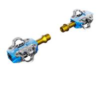 Tatze Pedali DC Titan SPD Flat 16 Pin CNC Asse Titanio Blue