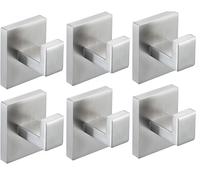 Taucent Confezione da 6 ganci per asciugamani in nichel spazzolato, per bagno, parete, camera da letto, cucina, ganci resistenti in acciaio inox per accappatoi, asciugamani da bagno, cappotti (base
