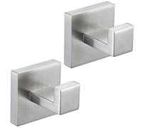 Taucent Ganci per asciugamani da parete per bagno, confezione da 2 ganci in nichel spazzolato, ganci da parete resistenti, ganci da parete in acciaio inossidabile 304, per bagno e cucina