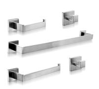 Taucent Set portasciugamani in nichel spazzolato 40,6 cm, 5 pezzi set di accessori per il bagno in acciaio inossidabile a parete set di hardware per vasca include asta portasciugamani con porta carta