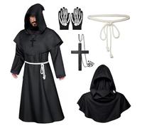 Taufe Costume da Monaco,Costume monaco,Abito da monaco,Costume da Prete,Sacerdote Accappatoio Frate,Frate Medievale Abito con Cappuccio,per feste Cosplay, Halloween,Carnevale