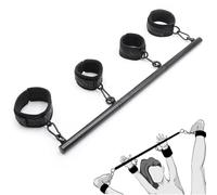 TAUOE Barra di Contenimento Regolabile con Quattro Polsiere Imbottite, Accessorio per Allenamento, Nero, Sessanta Centimetri