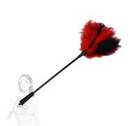 TAUOE Bastone di solletico con piume, bastone da massaggio, aggiungi atmosfera al gioco di ruolo di coppia maschile e femminile - rosso e nero