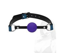 TAUOE Fascia per la testa con protezione per denti da gioco di ruolo, regolabile, in pelle, in silicone, in pelle, con coppia di palline rotonde, giocattoli da gioco maschili e femminili, palla viola