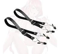 TAUOE Gambali con fermaglio per giarrettiera - Accessori moda, fascino elegante, materiale in pelle confortevole, design unico - Nero