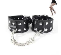 TAUOE Manette per mani e caviglie in pelle alla moda con fibbie regolabili e rivetti argentati - accessori decorativi per giochi da camera da letto, giochi di ruolo per uomini e donne (neri)