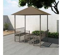 Taupe Outdoor Gazebo con tavolo e panche, 2,5 x 1,5 x 2,4 m, telaio in acciaio, 180 g/m², resistente ai raggi UV, Canopy Tent for Patio Shade, Easy Assembly, Waterproof Shelter