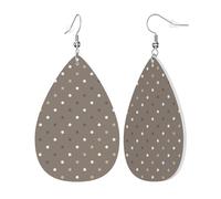Taupe Polka Dot Print E Orecchini In Pelle Moda Pendenti Stampato Orecchini Per Carnevale Tutti I Giorni