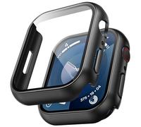 TAURI 2 Pezzi Cover Apple Watch Serie 7 41mm/ Serie 8 41mm con 9H in Vetro Temperato, 【Tocco Sensibile】【HD Clear】 Sottile Rigida Custodia per Apple Watch Serie 7/ Serie 8 41mm - Nero