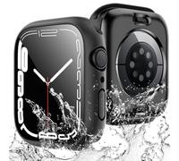 TAURI 2 Pezzi Cover Impermeabili per Apple Watch Series 9/8/7 da 41 mm,[Certificazione IPX8 Impermeabile]con Protezione in Vetro Temperato 9H[Protezione Completa]Custodia Protettiva Sottile 41mm-Nero