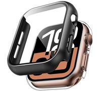 TAURI 2 Pezzi Cover PC Compatibile con Apple Watch Series 11/10 42mm, 9H in Vetro Temperato,[Tocco Sensibile][HD Clear] Sottile Rigida Custodia per iWatch 42mm - Trasparente+Nero