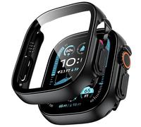 TAURI 2 Pezzi Cover PC per Apple Watch Ultra 3/2/1 49mm, 9H Vetro Temperato, [Tocco Sensibile] [HD Clear] Sottile Rigida Custodia per iWatch Ultra 49mm - Nero