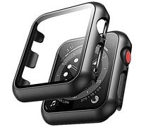 TAURI 2 Pezzi Custodia Rigida per Apple Watch Series 3/2/1 38mm Integrata 9H Pellicola Protettiva in Vetro Temperato, [Sensibile al Tocco] [HD Clear] Sottile Bumper Cover per iWatch 3/2/1 38mm