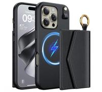 TAURI Cover per iPhone 16 Pro Max con Portacarte Rimovibile, Compatibile con MagSafe, Custodia in Pelle PU Soft Touch per Donne e Ragazze, Cover Protettiva Magnetica - Nero