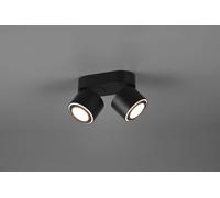 TAURUS BARRA 2 SPOTS LED 10W 900lm, 3000K IN METALLO NERO ORIENTABILE GIREVOLE BI-EMISSIONE INTERRUTTORI SEPARATI L. 18CM