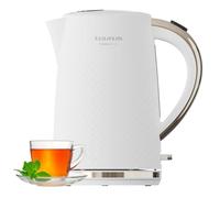 Taurus - Bollitore Fusion Wave 2200W 1,7L Base 360° Spegnimento Automatico Filtro Anticalcare Visiera Acqua Base Inox Finitura Texturized, Bianco