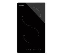 Taurus - Piano cottura in vetroceramica, 3000W, 2 zone di riscaldamento, 9 livelli di potenza, controllo touch scorrevole, timer fino a 90 min, nero