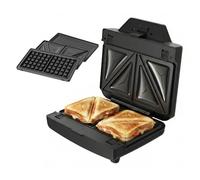 Taurus - Sandwichiera Miami Legend | 900W | 3 piastre antiaderenti removibili: Sandwich, Grill e Waffle | Riscaldamento rapido e uniforme | Conservazione verticale | Manico freddo | Finiture Inox