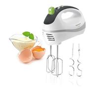 Taurus Stazione in acciaio inossidabile - Impastatrice elettrica da 500 W, 5 velocità, funzione Turbo, 2 tipi di fruste, ganci per impastare e fruste, fruste rimovibili, senza BPA, compatto, bianco