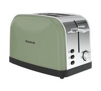 Taurus - Tostapane Vintage II Olive 950W | 2 Fessure Corte (135x35mm) | 7 Livelli | 3 Funzioni | Corpo Inox | Centratura Automatica | Raccoglibriciole | Sollevamento Extra | Avvolgicavo | Verde Oliva