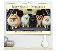 Tausendsassa - Pomeranian (hochwertiger Premium Wandkalender 2026 DIN A2 quer), Kunstdruck in Hochglanz: Er kann und will überall mit hin!