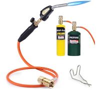 TAUSOM Testa della torcia a propano, torcia a gas Mapp con tubo da 3,6 piedi e regolazione del flusso, saldatura saldata, barbecue, torcia del carburante di Propane Mapp Map Pro Gas