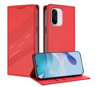 TAUYN Cover Custodia Folio in Pelle per OnePlus Nord CE5 5G, Premium PU/TPU Pelle Flip Antiurto Wallet Case, con Supporto & Porta Carta. Rosso
