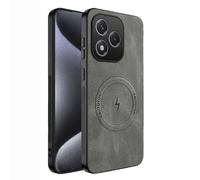 TAUYN Cover per Honor 400 Lite, Ultra Sottile Premium PU Pelle Indietro Custodie e Bumper TPU, Compatibile con Magsafe, Antiurto, Antigraffio Proteggere Custodia. Grigio