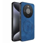 TAUYN Cover per Honor Magic8 Lite, Ultra Sottile Premium PU Pelle Indietro Custodie e Bumper TPU, Compatibile con Magsafe, Antiurto, Antigraffio Proteggere Custodia. Blu