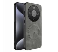 TAUYN Cover per Honor Magic8 Lite, Ultra Sottile Premium PU Pelle Indietro Custodie e Bumper TPU, Compatibile con Magsafe, Antiurto, Antigraffio Proteggere Custodia. Grigio