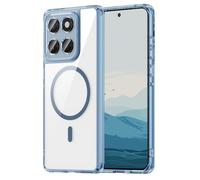 TAUYN Cover per Motorola Edge 60 Fusion, Slim TPU Bumper + Retro Trasparente in PC, con MagSafe Protezione Antiurto e Resistente ai Graffi, Rinforzare la con Quattro Angoli Case Cover. Blu