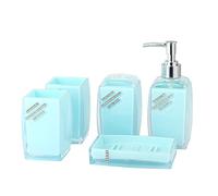 Tauzveok Set di Accessori per Il Bagno in Acrilico, Elegante Accessorio per la Decorazione di vanità, Dispenser di Sapone, portaspazzolino, Contenitore per dentifricio, Tazza per risciacquo;,Blu,5pcs