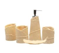 Tauzveok Set di Accessori per Il Bagno in Resina Set Completo con Dispenser di Sapone, portasapone, Bicchiere, portaspazzolino,Marrone,5pcs