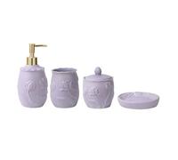 Tauzveok Set Dispenser Sapone Blu, Set Accessori Bagno in Ceramica, Set Portasapone E Bicchiere Portaspazzolini per Bagno E Toilette Ospiti,Viola