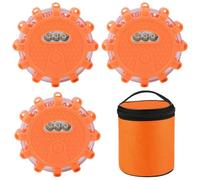 TAVADA 3 pezzi luce di emergenza auto, luci di avvertimento magnetico, luci di emergenza a LED a prova di acqua con 9 modalità di luce lampeggiante per auto, incidenti stradali, guasti, camion