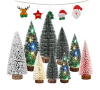 TAVADA Albero di Natale Piccolo, Mini Alberi di Natale Artificiali con Base Legno per Decorazione Tavolo, Camera o Vetrina(10/15/20cm, 9 Pezzi)