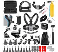 TAVADA Kit di Accessori per Action Camera,Kit Accessori per GoPro,49-In-1 Fascia da Testa per Action Camer custodia tenuta stagn bastone per selfie,Compatibile Bastoncino da sci con 2 teste a sfera