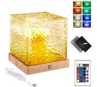 TAVADA Proiettore Stelle Soffitto Bambini Lampada Aurora Boreale e Cielo Stellato Luci Notturno Base Legno 16 Colori RGB, Telecomando, Ricaricabile per Camera da Letto, Regalo Natale/Compleanno