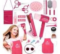 TAVADA Set Parrucchiera Bambina,Gioco Parrucchieri per Bambini,25 Pezzi Kit di Bellezza e Parrucchiere per Bambini con Asciugacapelli,Arricciacapelli e Altri Accessori,Regalo Bambina 3 4 5 6 7 Anni