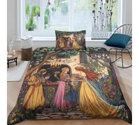 Taverna da Fiaba Medievale Set Copripiumino E Federe 3D Dipinto Art Nouveau Stampata in Microfibra Per Adulti, Adolescenti, Bambino Biancheria Da Letto Single（135x200cm）