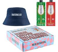Tavernello Merchandising Cofanetto con Cappello Pescatore Blu, Vino Rosso d'Italia in Brick 1L, Vino Bianco d'Italia in Brick 1L, Merch e Vino Confezione Regalo (Confezione da 6)
