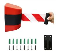 Tavkomco Rosso Barriera Retraibile Nastro, con Accessori di Montaggio, barriera con cordone di Sicurezza per Montaggio a Parete da 2/3/5/10 m, per aeroporti, Banche, Scuola(A,10M/32FT)