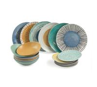 TAVOLA 18 PZ PORCELLANA GRES MAREA SET PIATTI CENA SERVIZIO TAVOLA DESIGN MODERN