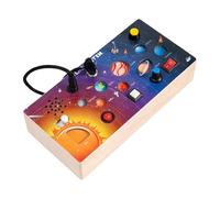 Tavola Attività Solare, Tavola Sensoriale Solare in Legno con Luci LED, Controller LED con Luci, Gioco Educativo Spaziale, Motricità Fine per Scuola, Ragazzi e Ragazze