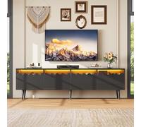 Tavola bassa da 176 x 38 x 45 cm, con 6 gambe di supporto, supporto per TV con 2 cassetti e 2 armadi, mobiletto TV, adatto per supporto TV fino a 75 pollici, mobile TV (nero)