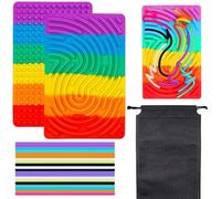 Tavola da Attività Sensoriale, Sensorik Activity Board Scheda di Attività Sensoriale Silicone Sensory Fidget Toy Sensory Activity Board Double Face per ADHD e Stress, con Borsa da Viaggio e 20 corde